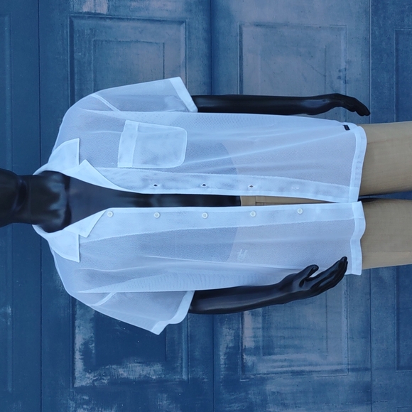 Syllables Systems Men's Mesh See Through White Summer Shirt - Picture 1 of 17